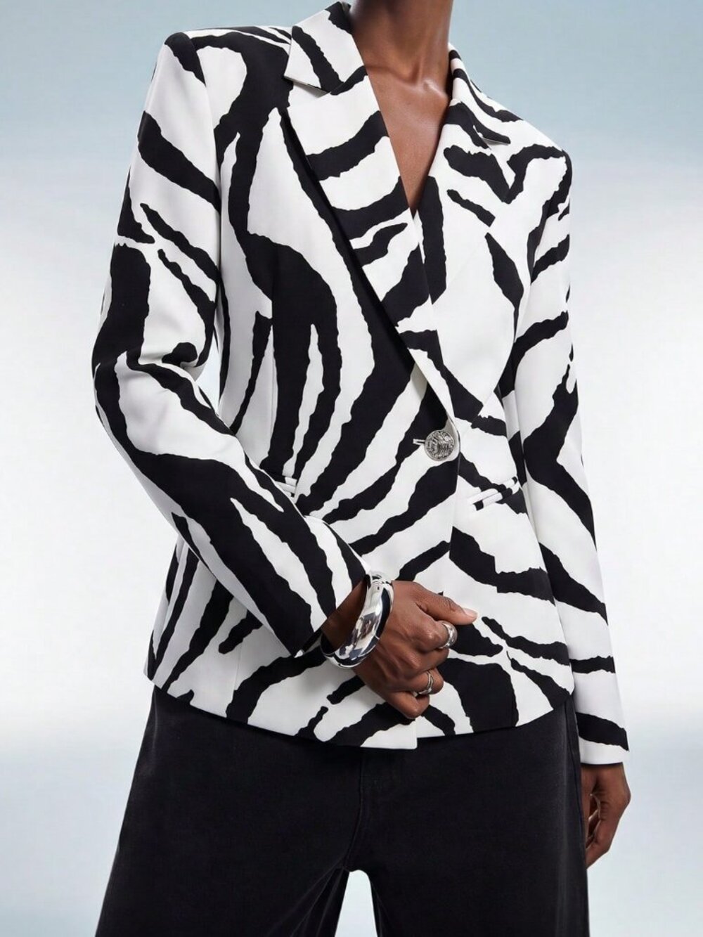 Multicolor Sexy Women's Zebra Print Backless Blazer - Picture 7 of 7